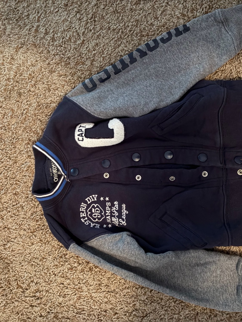Boys Oshkosh B’Gosh varsity jacket, size 6